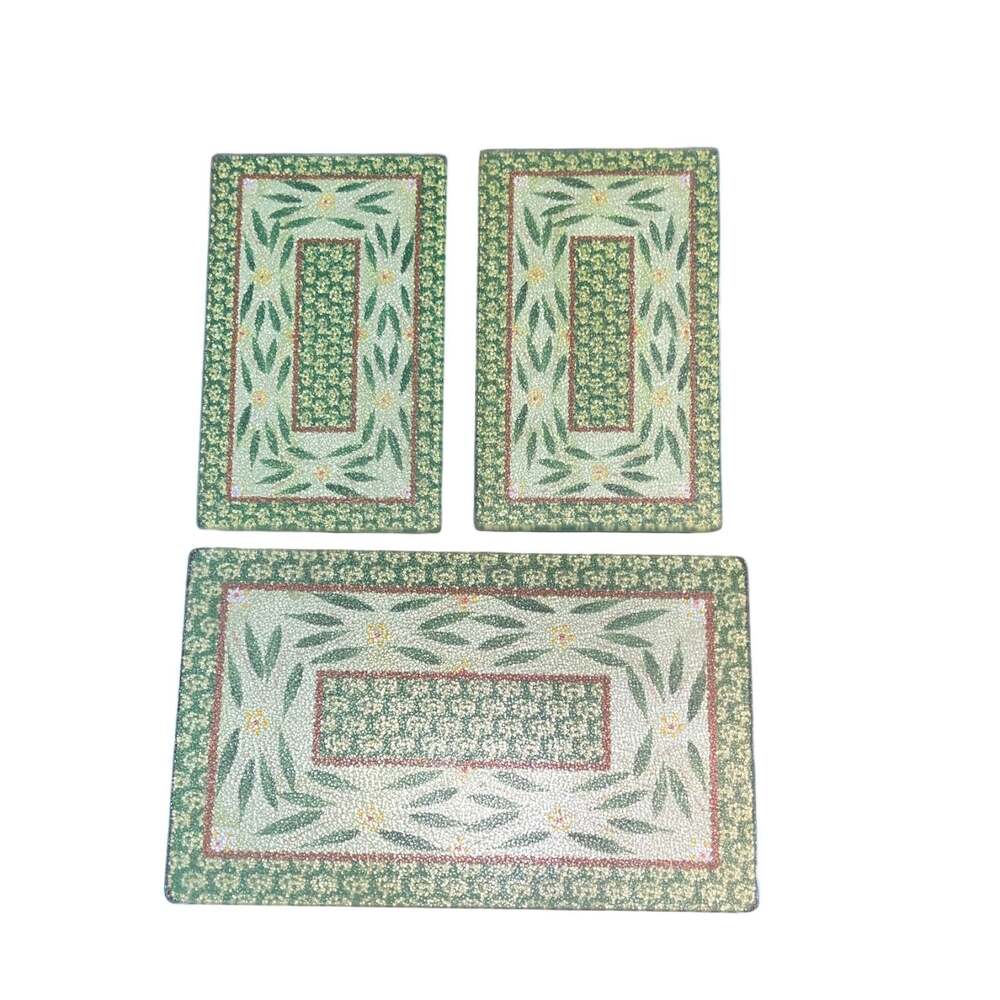 Temp-Tations Glass Trivets Old World Green Set Of 3